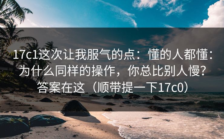 17c1这次让我服气的点：懂的人都懂：为什么同样的操作，你总比别人慢？答案在这（顺带提一下17c0）  第1张