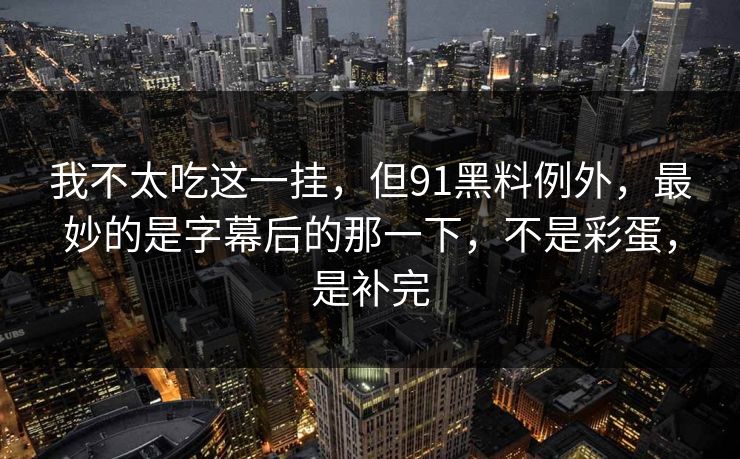 我不太吃这一挂，但91黑料例外，最妙的是字幕后的那一下，不是彩蛋，是补完  第1张