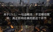 关于17c1，一句话概括：不显眼但致命：真正影响结果的是这个环节