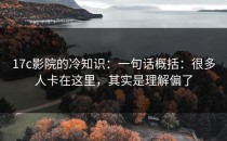 17c影院的冷知识：一句话概括：很多人卡在这里，其实是理解偏了