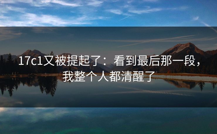 17c1又被提起了：看到最后那一段，我整个人都清醒了
