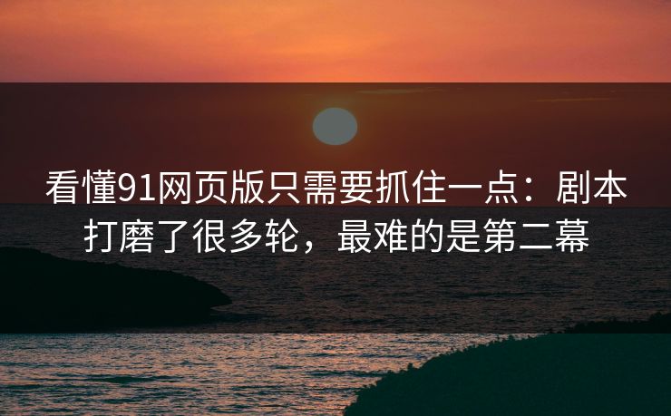 看懂91网页版只需要抓住一点：剧本打磨了很多轮，最难的是第二幕  第1张